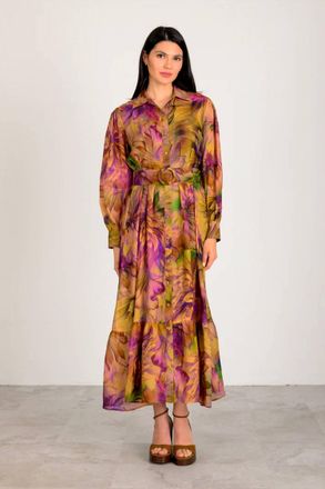 Lavender Brown Haven Maxi Dress In Orchet Olive Multi
