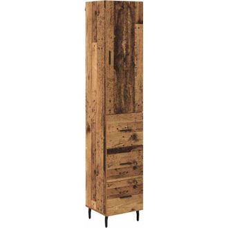 vidaXL Highboard Old Wood 34.5 x 34 x 180 cm Engineered Wood vidaXL