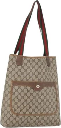 Gucci Pre-owned Tote Bags, female, Beige, Size: ONE SIZE Pre-owned Vintage GG Canvas Tote Bag
