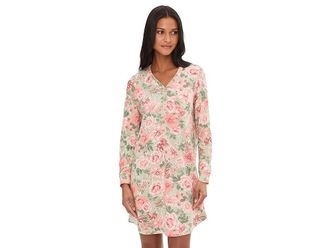 Karen Neuburger Vintage Dreams Long Sleeve Nightgown With Picot Trim Womens Clothing Forest Rose : XL (Womens 18-20), Cotton/Polyester