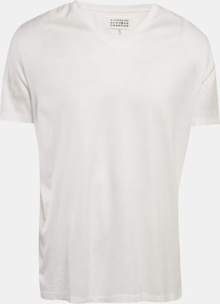 Maison Margiela Maison Martin Margiela White Jersey V-Neck Slim Fit T-Shirt