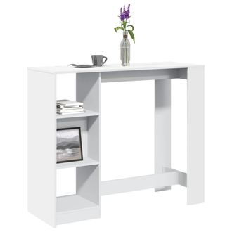 Berkfield Home Bar Table with Shelf White 124x46x103.5 cm Engineered Wood