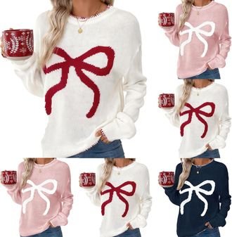 Generic Womens Xmas Sweater Lightweight Long-Sleeve Crew Neck Jumper Ladies Jumpers Christmas Tops for Women Womens Christmas Neck Top Jumper Ladies Plain Xma