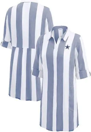 Tommy Bahama Womens Tommy Bahama Navy/White Dallas Cowboys Rugby Beach Stripe Button-Up Tunic at Nordstrom, Size X-Large