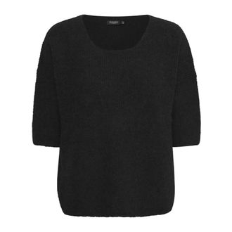 Soaked In Luxury Black Jumper with &frac34; Sleeves - female - Soaked in Luxury - Round-neck Knitwear - Black - 2XL - Knitwear