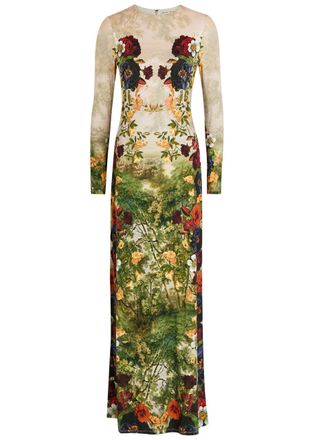 Alice & Olivia Delora Floral-print Jersey Maxi Dress - Green - 10 (UK14 / L)