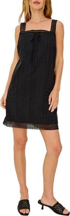 Rails Beckton Pintuck Cotton Broderie Anglaise Minidress in Black at Nordstrom, Size Xx-Large