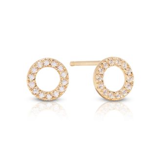 MAX + STONE 14K Yellow Gold 1MM Round Lab Grown Diamond Pave Circle Studs