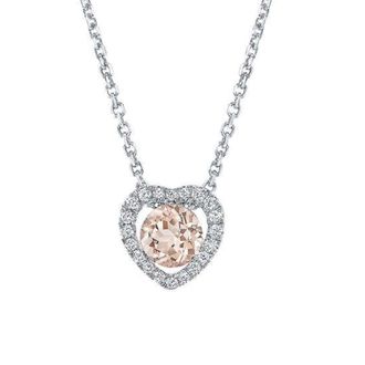 Pompeii3 1Ct Morganite & Lab Grown Diamond Heart Pendant 14k White Gold Womens Necklace
