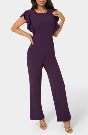 Bebe Ruffle Scuba Jumpsuit in Eggplant at Nordstrom Rack, Size Small
