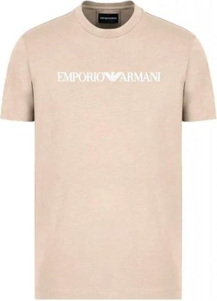 Emporio Armani Pima-jersey T-shirt met logo-opdruk - Heren - T-shirts - Beige - M - Katoen - Tops