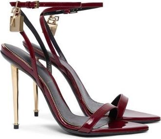 Tom Ford Padlock Pointy Toe Ankle Strap Sandal in Ruby Red at Nordstrom, Size 38.5