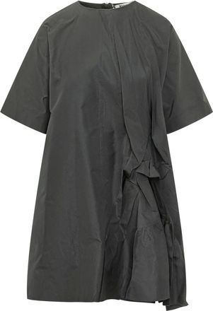 Msgm Vestido Corto de Manga Corta con Drapeado Asim&eacute;trico - Dresses - Mujer - Negro - M