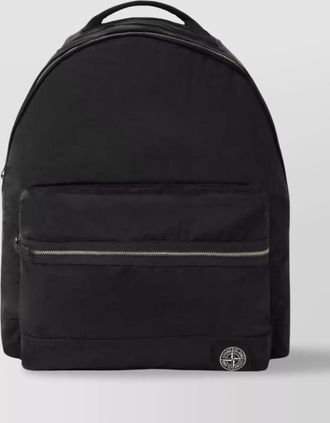 Stone Island adjustable strap logo backpack with multiple pockets