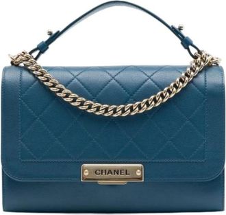 Chanel Pre-owned Vintage Satchel - Dames - Vintage Handtas - Blauw - ONE Size - Leer - Vintage