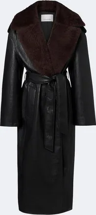 Frankie Shop Edra shearling-trimmed wrap coat
