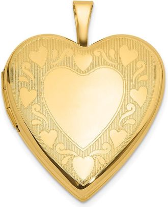 Diamond2Deal 14k Yellow Gold Textured Polished Heart Design 20mm Heart Locket Pendant