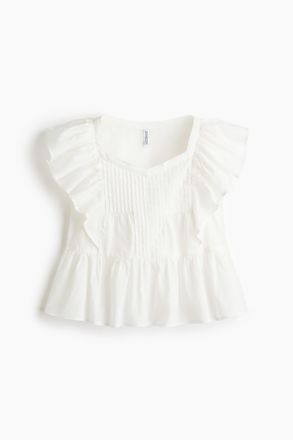 H&M Baumwolltop mit Volants - Weiss