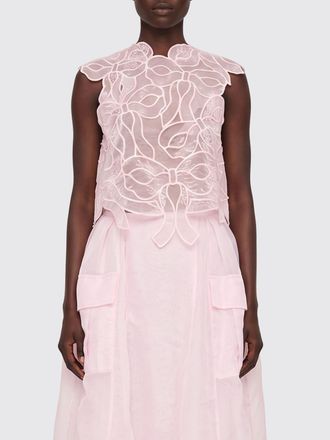 Cecilie Bahnsen Top da sera in tulle ricamato con scollo asimmetrico