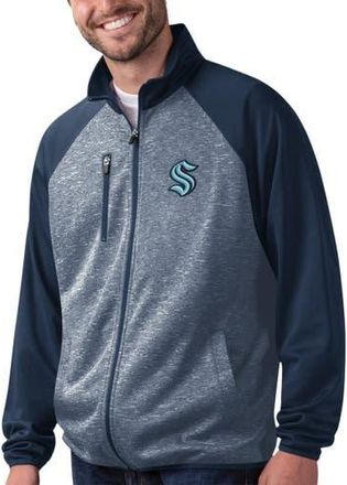 G-III Sports by Carl Banks Mens G-III Sports by Carl Banks Deep Sea Blue Seattle Kraken Runners Raglan Full-Zip Track Jacket in Navy at Nordstrom, Size X-Large