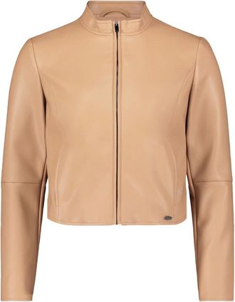 Betty & Co Jassen, Dames, Bruin, M, Leer, Bikerjack met opstaande kraag