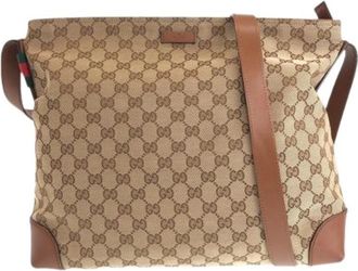 Gucci Pre-owned GG Canvas Schoudertas - Dames - Vintage Schoudertas - Beige - ONE Size - Leer - Vintage