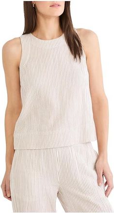 Nic+Zoe Petite Pinstripe Gauze Pop On Tank Top Womens Clothing Neutral Mix : PM, Cotton/Rayon