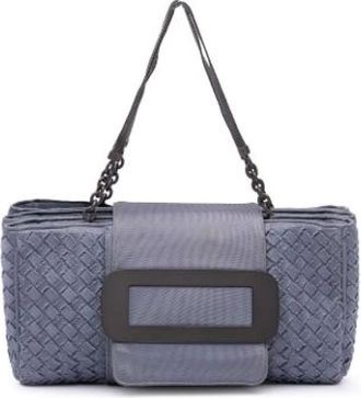 Bottega Veneta Pre-owned Shoulder Bags, female, Blue, Size: ONE SIZE Pre-owned Canvas Shoulder Bag