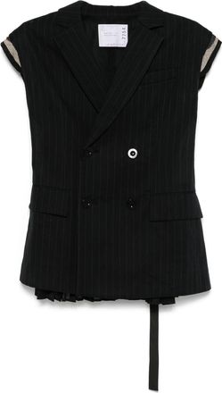 sacai pinstriped waistcoat - Black