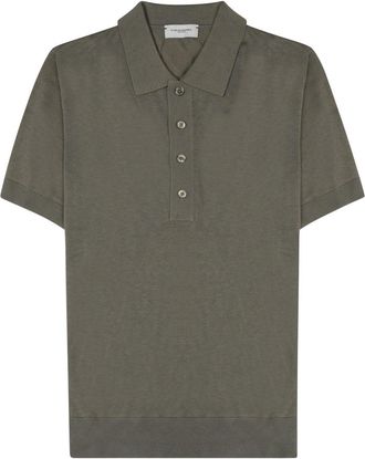 Paolo Pecora Silk-Cotton Blend Polo Shirt With Classic Collar And Ribbed Cuffs