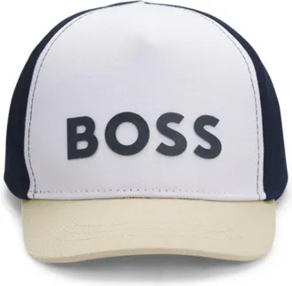 BOSS Kids logo-print cap with colour-blocking