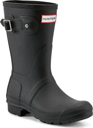 Hunter Mens Original Short Waterproof Rain Boots In Black