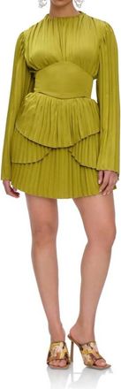 Andrea Iyamah Womens Lenti Pleated Mini Dress In Lime