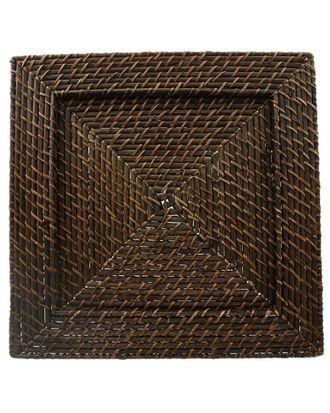 American Atelier Dnu American Atelier Set Of Four Square Brown Rattan Chargers