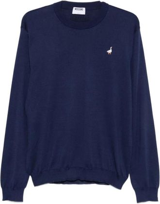 Moschino Truien - Heren - Ronde hals truien - Blauw - XL - Nylon - Truien & Vesten