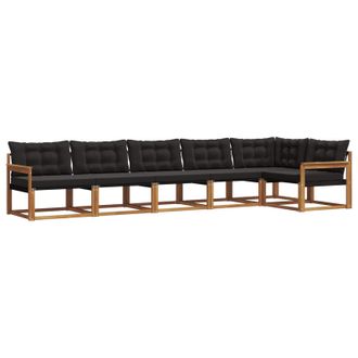 vidaXL Conjunto De Sof&aacute;s De Exterior Con Coj&iacute;n 6 Pcs Natural Y Negro Vidaxl