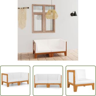 vidaXL Divano in legno - Divano a 2 Posti con Cuscini Bianco Crema in Massello di Acacia