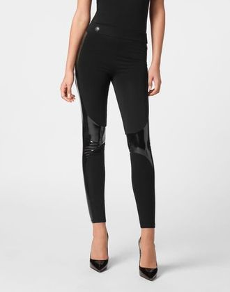 Philipp Plein Leggings With Latex Inserts Women in Black at Nordstrom, Size Xx-Large