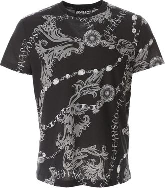 Versace Jeans Couture All Over Print T-shirt - Heren - T-shirts - Zwart - XL - Katoen - Tops