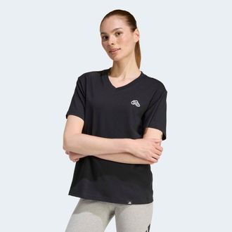 adidas T-Shirt ADIDAS SPORTSWEAR SUMMER SLIDE GRAPHIC MIT V-AUSSCHNITT, Damen, Gr. XXL, schwarz, Obermaterial: 100% Baumwolle, Shirts T-Shirt