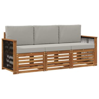 vidaXL Juegos De Sof&aacute;s Con Coj&iacute;n 3 Pcs Madera De Acacia S&oacute;lida Vidaxl