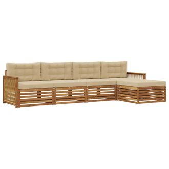 vidaXL Conjunto De Sof&aacute;s De Exterior Con Coj&iacute;n 5 Pcs Natural Y Beige Vidaxl