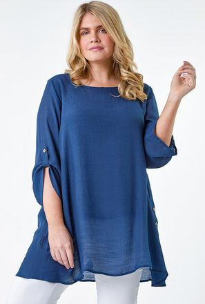 Roman Button Detail Woven Top