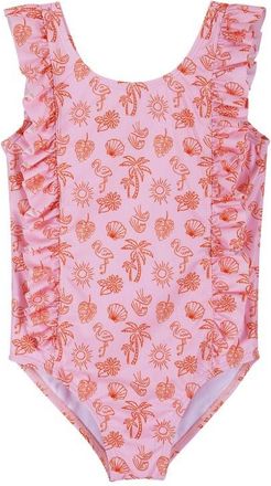 Andy & Evan Kids Beach Icon Ruffle One-Piece Swimsuit in Pink Beach at Nordstrom, Size 4T