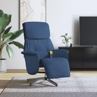 vidaXL Sill&oacute;n Reclinable De Masaje Con Reposapi&eacute;s Tela Azul Vidaxl