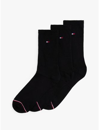 Tommy Hilfiger Mens Athletic Crew Sock 3-Pack - Black