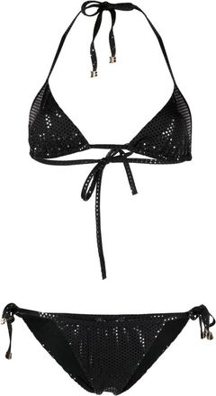 Balmain foiled triangle bikini - women - Elastane - 40 - Black