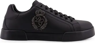 Dolce & Gabbana Leather Sneakers With Embossed Side Logo-Uomo