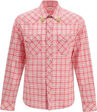 Versace Red Slim Checked Shirt