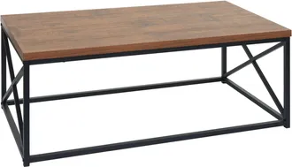 Hhg Nunca Usado] Mesa De Centro Hhg 125, Mesa De Sal&oacute;n Mesa Auxiliar Mesa De Sof&aacute;, Estructura Met&aacute;lica 3d 44x110x60cm, Aspecto Roble Salvaje